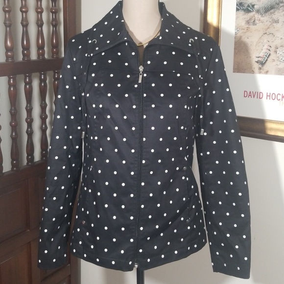 Studio Works Polka Dots Zippered Black Jacket.  Size S - Picture 2 of 8